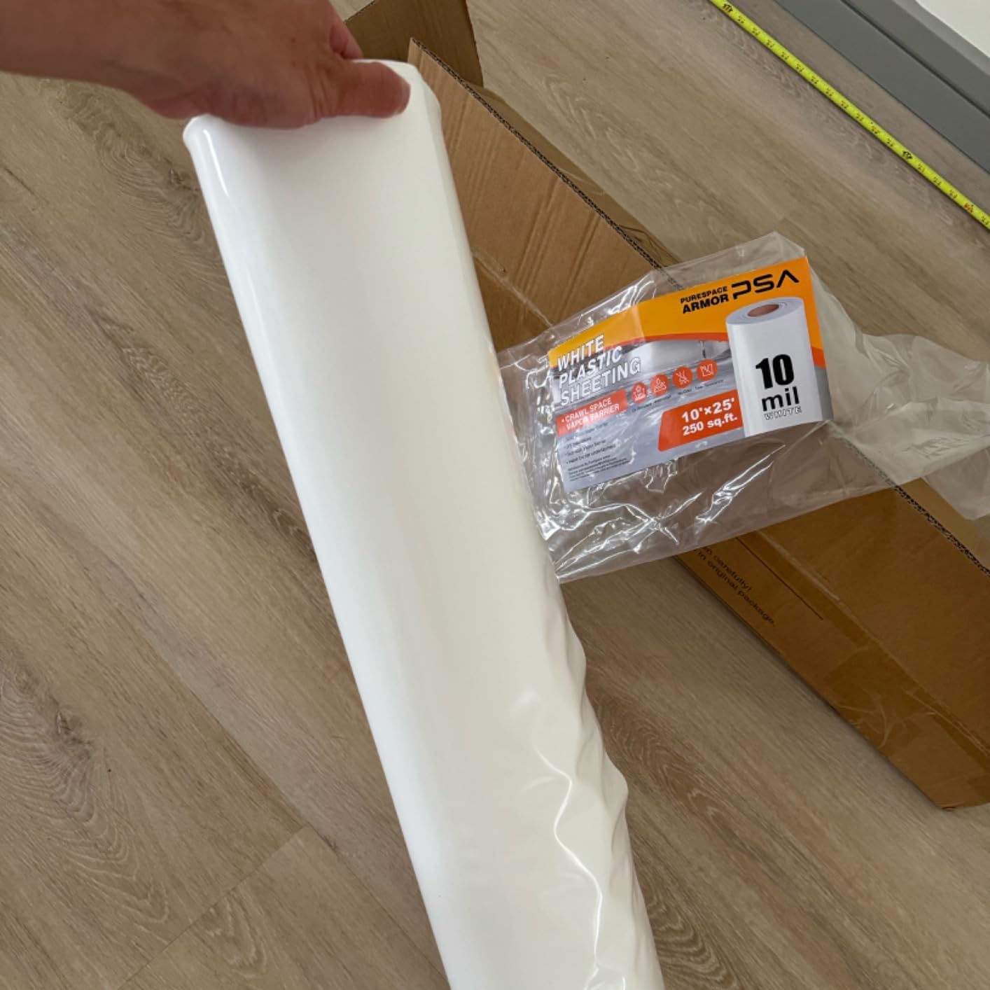 Crawl Space Vapor Barrier, 10mil Film, 10'x65', White Plastic Sheeting - Thick Plastic Sheeting, Heavy Duty Polyethylene Film, Drop Cloth Vapor Barrier Covering for Crawl Space, Garden, Basement customer photo 2