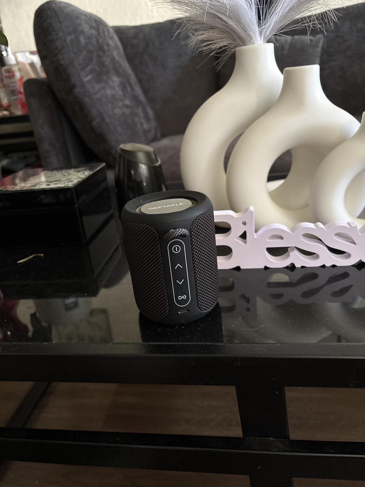 Bluetooth Speaker Wireless,IP67 Waterproof & Dustproof Portable Speaker with Lights,15W Loud Stereo Sound, 2500mAh Battery All Day Playtime, TWS Pairing, BT5.3, Home/Party/Outdoor/Beach (Black) customer photo 2