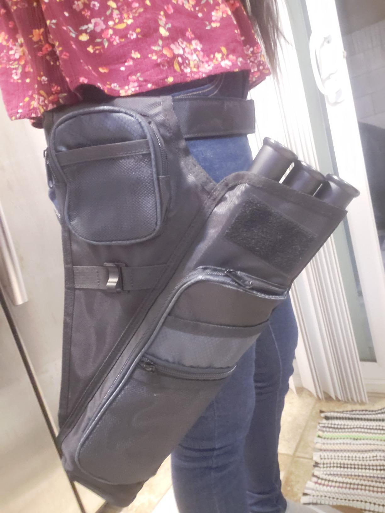 3-Tubes Hip Quiver Waist Hanged Arrow Archery Carry Bag with Pockets Adjustable Belt customer photo 1