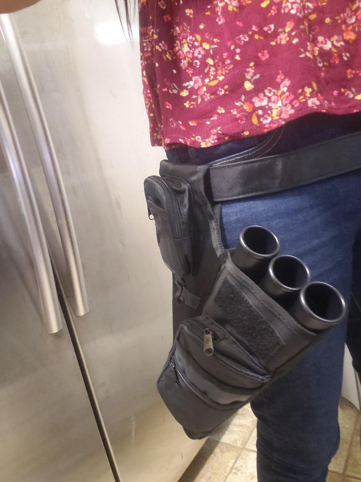 3-Tubes Hip Quiver Waist Hanged Arrow Archery Carry Bag with Pockets Adjustable Belt customer photo 2