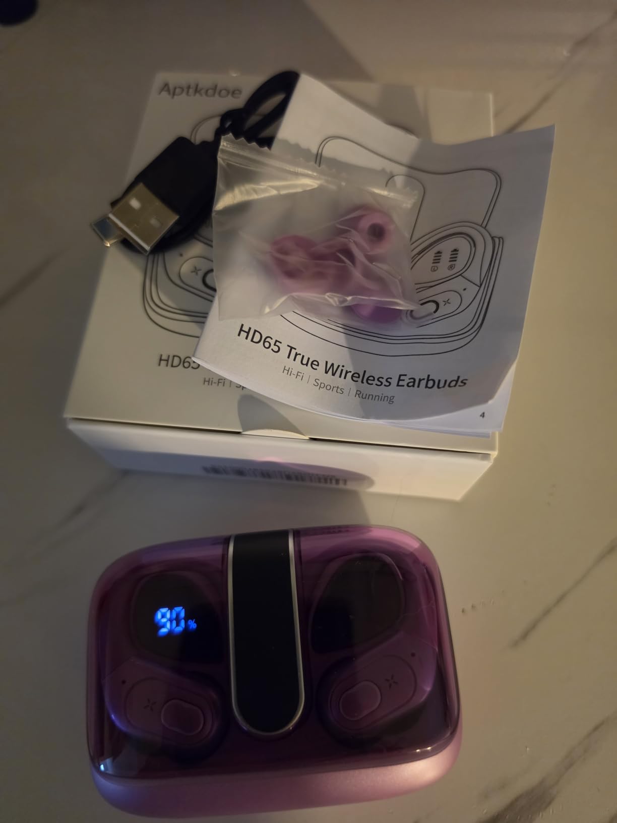 Aptkdoe Wireless Earbuds 75H Bluetooth 5.4 Sport Headphones with Earhooks customer photo 2