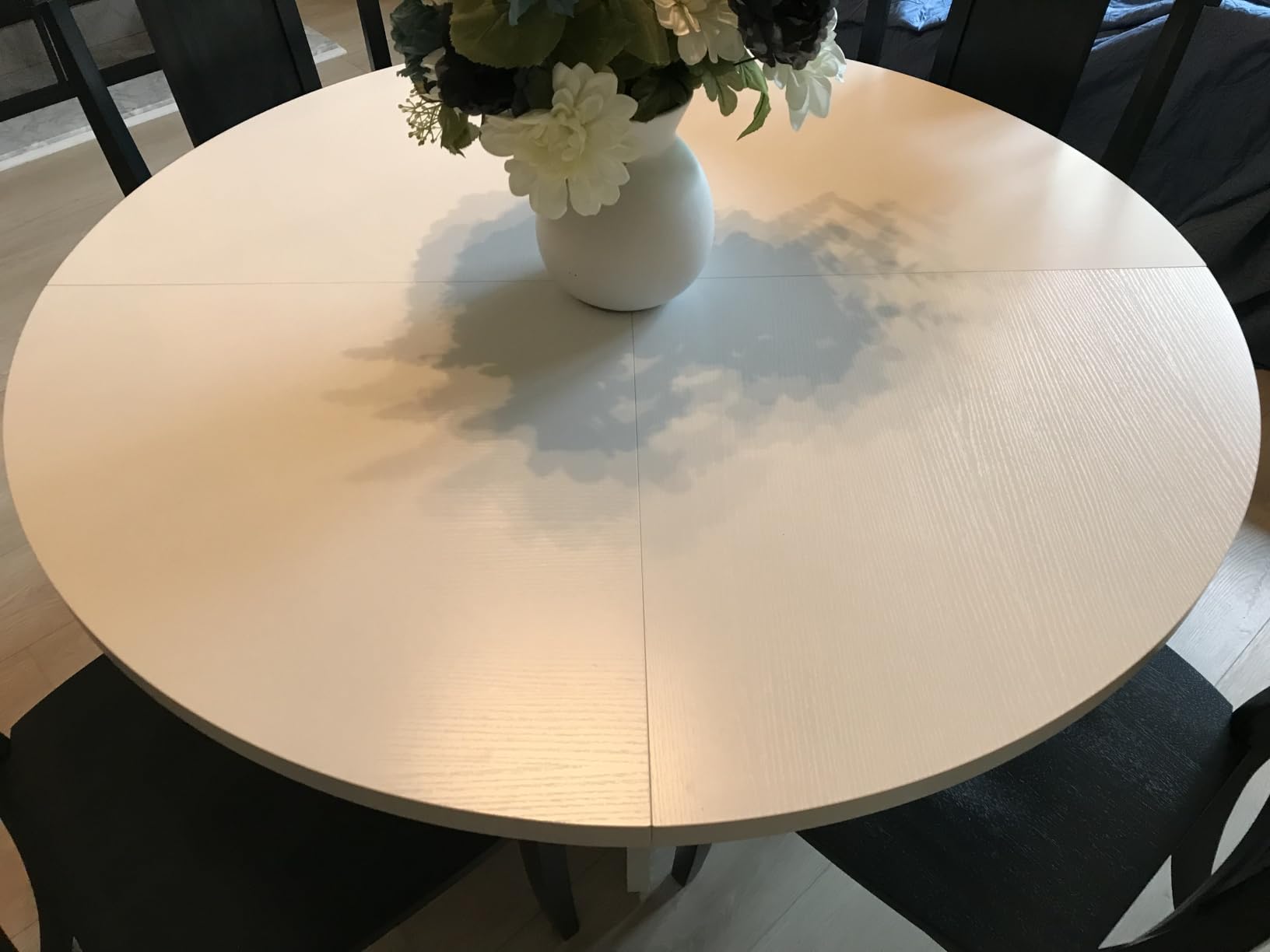 LITTLE TREE Round Dining Table for 4-6 People, 47 Inches Dining Room Table with Wooden Pedestal Base, Brown Dinner Tables, Circle Kitchen Tables for Kitchen, Living Room (Table Only) customer photo 1