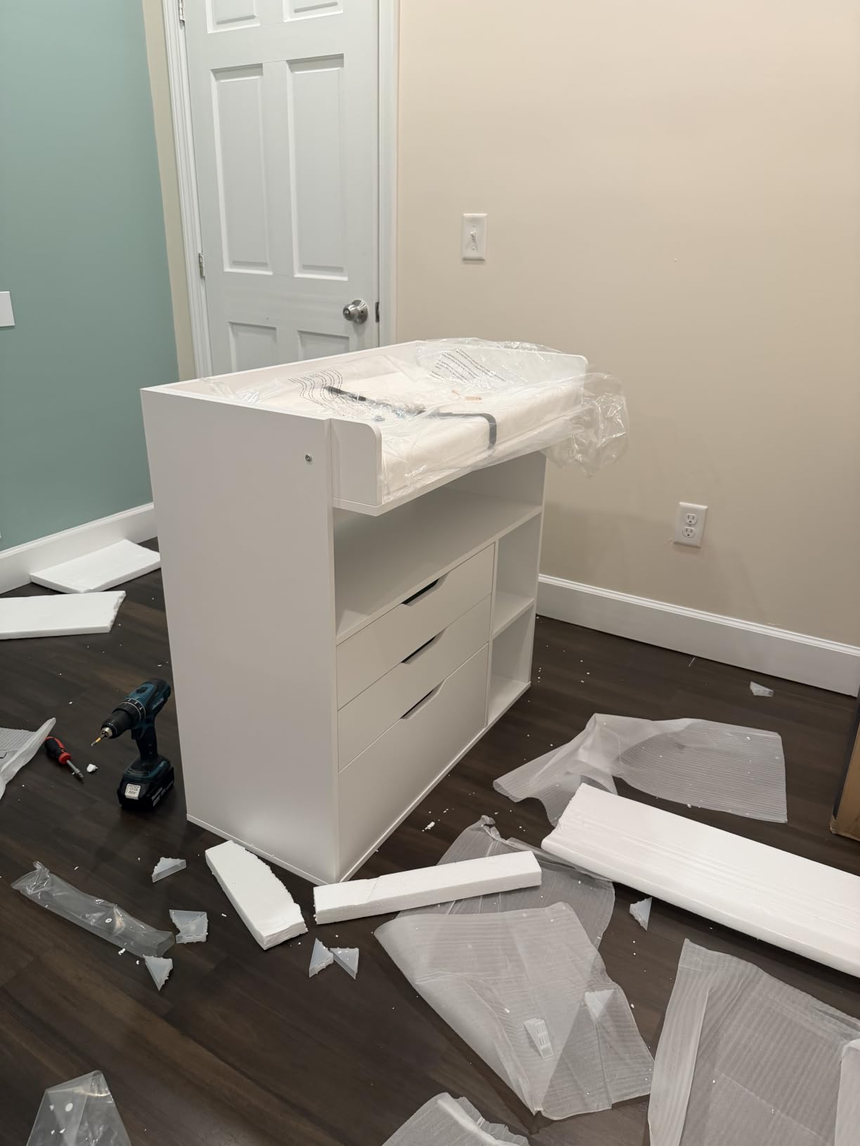 Pipleo Baby Changing Table Dresser with 3 Drawers and 3 Storage Shelves, Can be Used as a Baby Dresser with Changing Table Top, a Baby Changing Station, a Wood Diaper Changing Station (White) customer photo 2