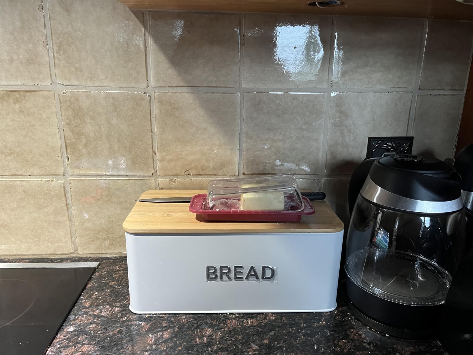 Bread Box for Kitchen Countertop, Homemade Bread - Bamboo Cutting Board Lid | Large Bread Box for Homemade Bread - Storage Bread Box with Cutting Board Lid customer photo 1