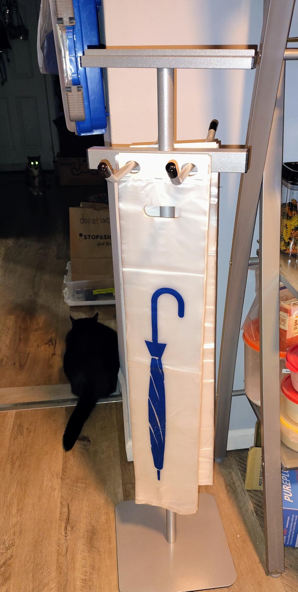 Umbrella Bag Stand, Wet Umbrella Stand with 220 Umbrellas Bags, Black | Double-Sided Design, Built-In Sign Holder, with Disposable Large Plastic Umbrellas Bags for Entryway Restaurant customer photo 1