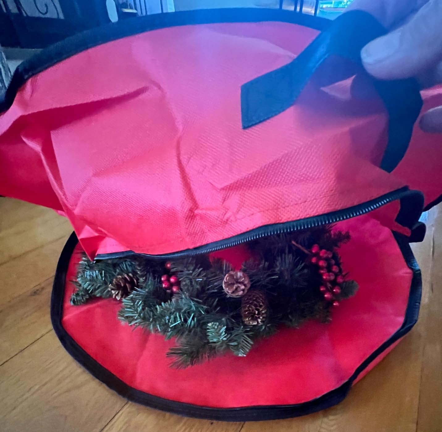 Iconikal 3-Pack Wreath Storage Bag with Handle 30-Inch Diameter Red Zippered Christmas Holiday Garland Organizer Tear-Resistant Protective Bulk Pack customer photo 1