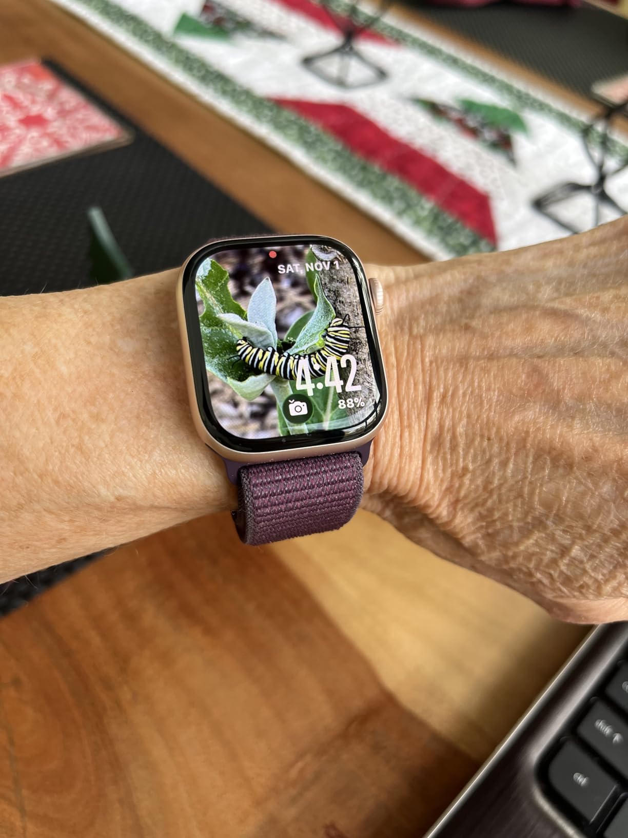 Apple Watch Series 10 [GPS 46mm case] Smartwatch with Rose Gold Aluminum Case with Plum Sport Loop. Fitness Tracker, ECG App, Always-On Retina Display, Carbon Neutral customer photo 1