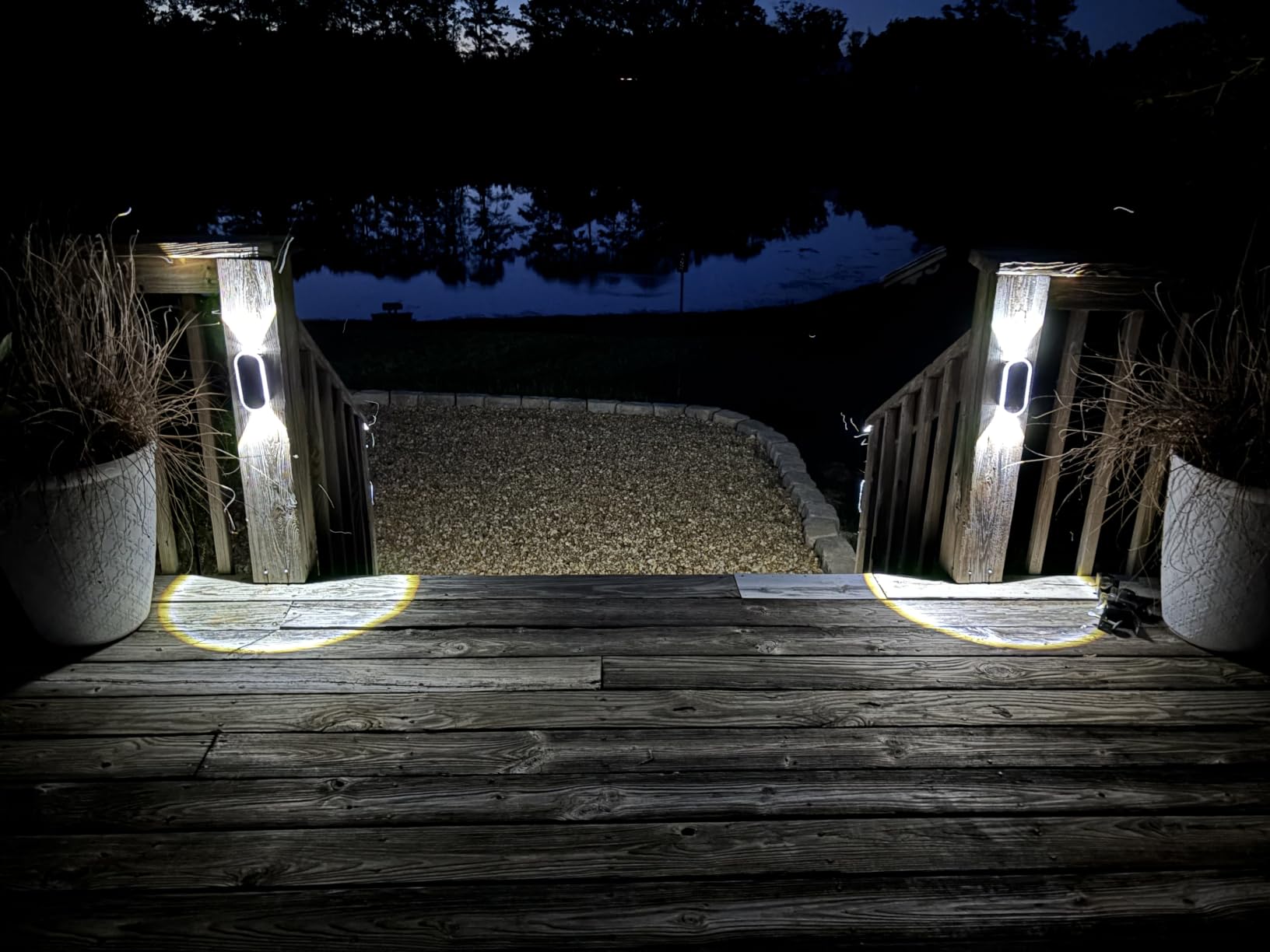 Ellasay Solar Fence Lights Outdoor: 6-Pack Solar Powered Wall Lights Up and Down Waterproof IP65-3 Color Brighter LED Focus Lens SolarLights Dusk to Dawn 12h for Patio/Backyard/Porch/Railing customer photo 1