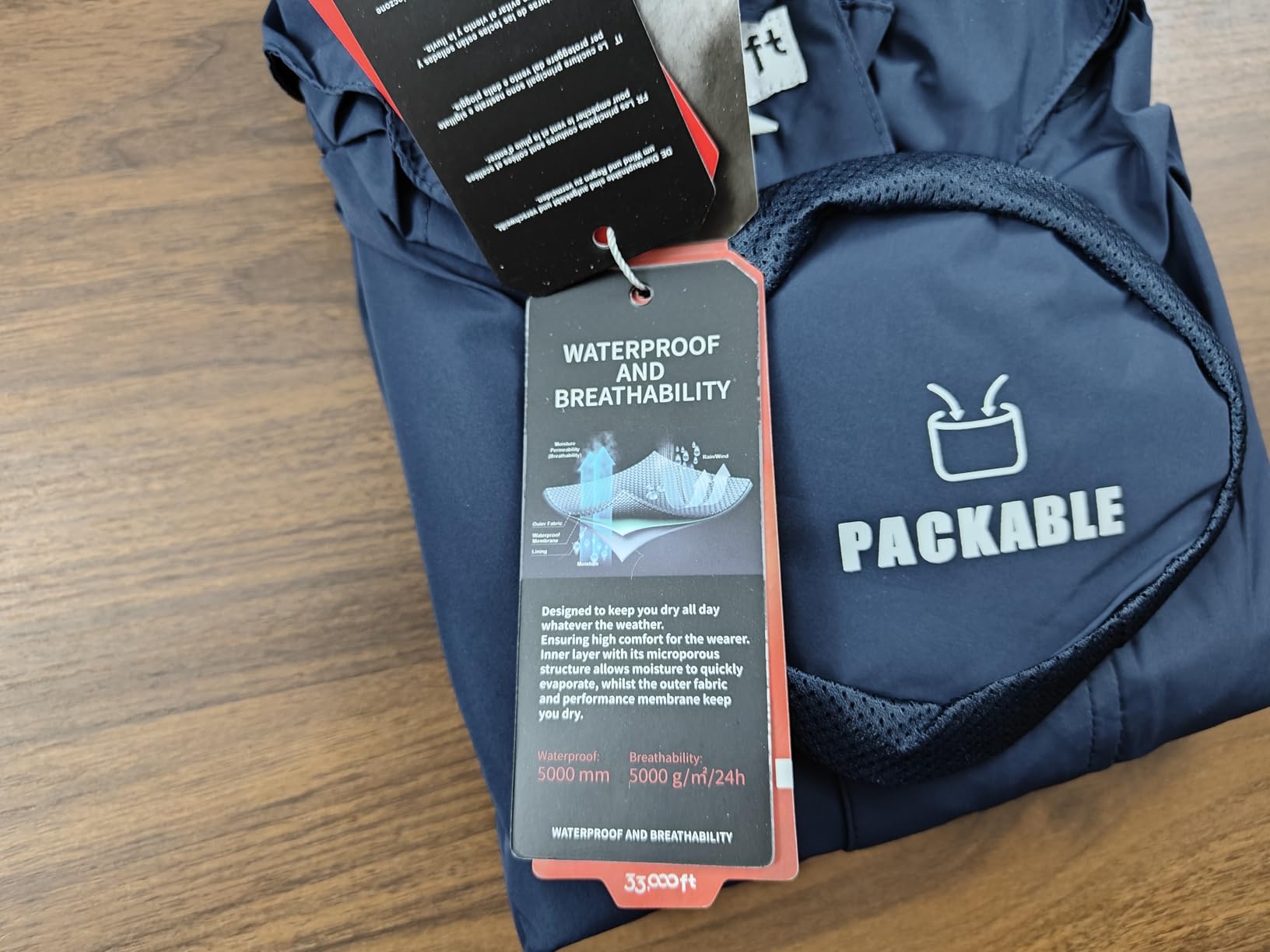 33,000ft Men's Waterproof Rain Jacket Packable Lightweight Hood Rain Shell customer photo 1