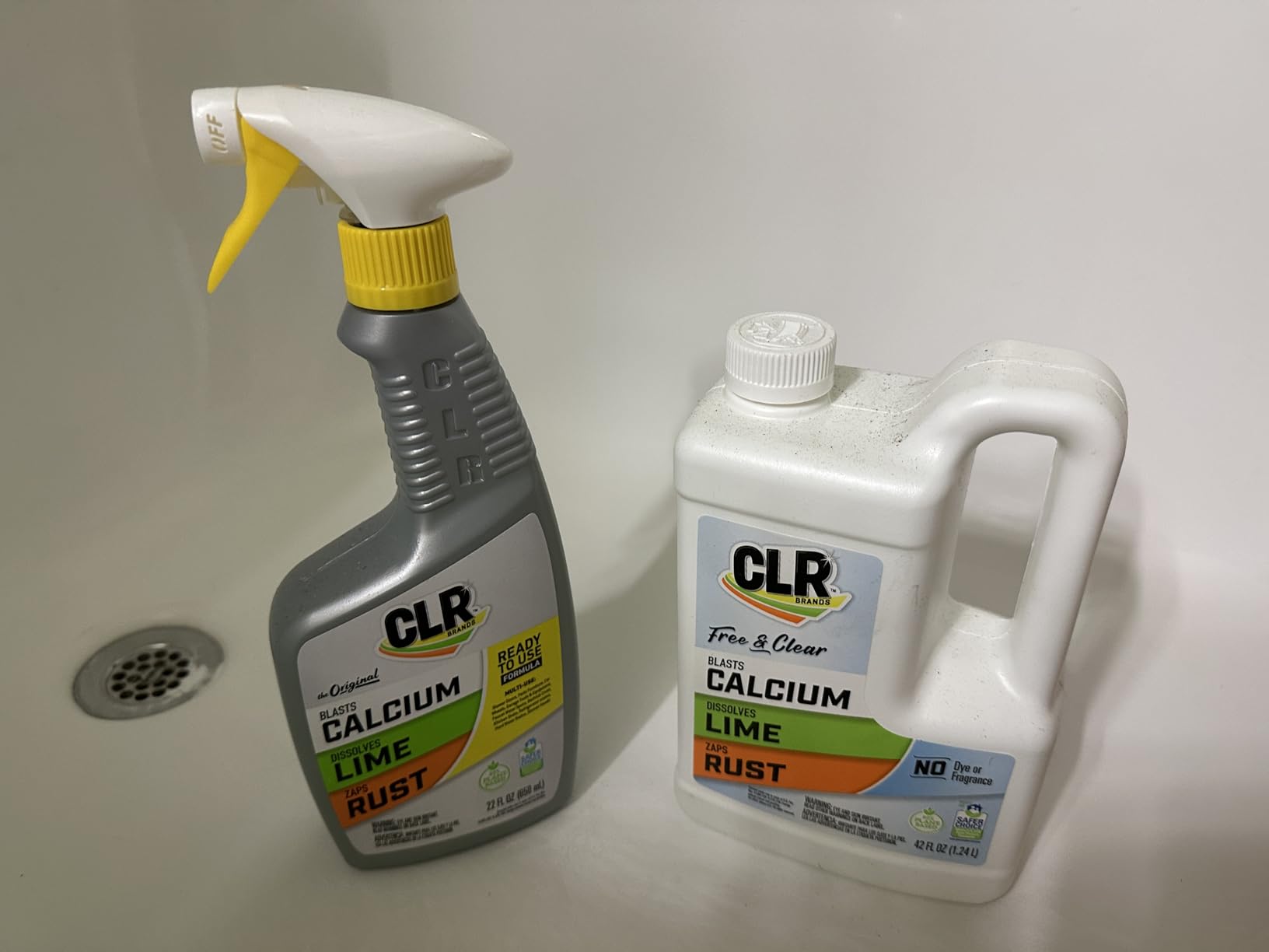 CLR Brands Calcium, Lime & Rust Remover Free & Clear, 42 oz. Bottle | Gentle Lime and Bathroom Descaler, Removes Hard Water Stains and Rust Deposits customer photo 1