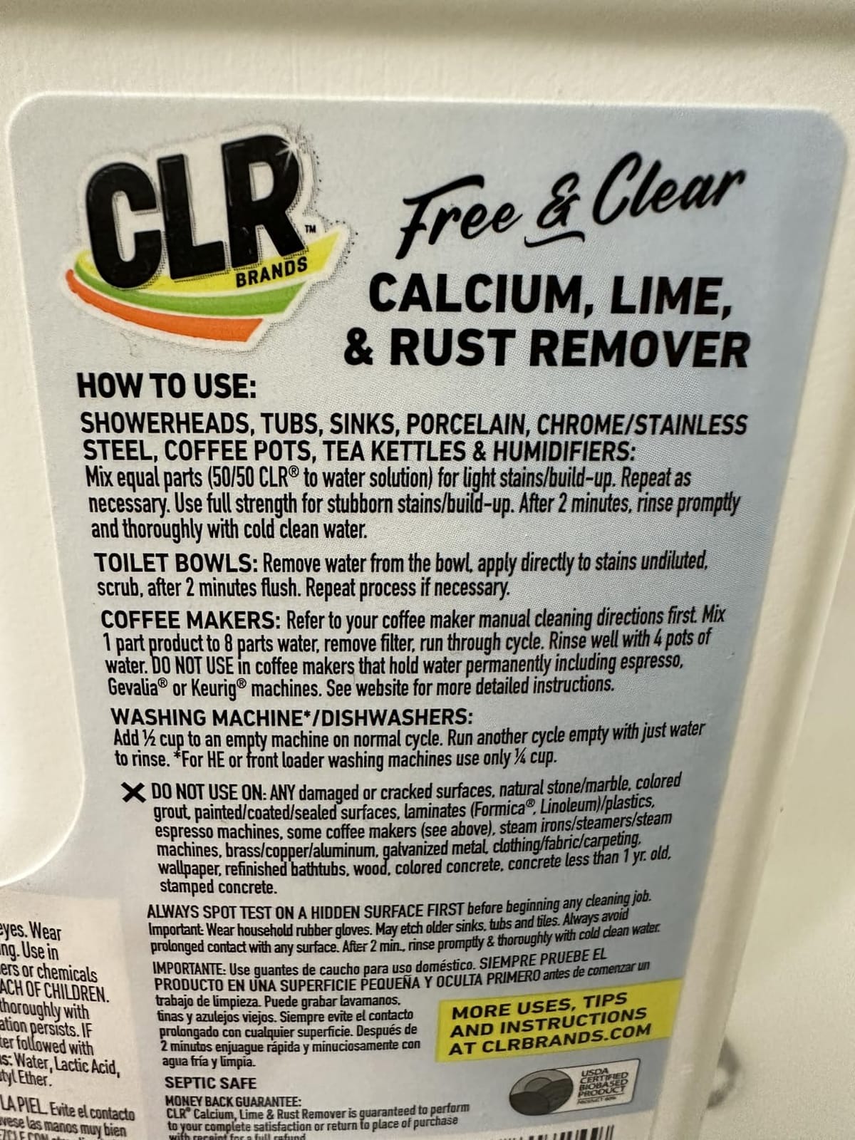 CLR Brands Calcium, Lime & Rust Remover Free & Clear, 42 oz. Bottle | Gentle Lime and Bathroom Descaler, Removes Hard Water Stains and Rust Deposits customer photo 2