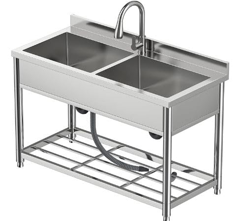 2-Compartment Commercial Sink Large Stainless Steel Utility Sink customer photo 2