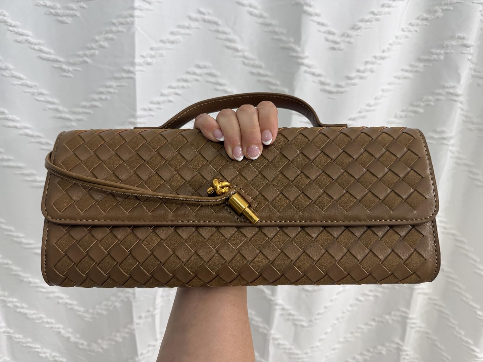 Joryin Woven Purse for Women Evening Clutch Woven Leather & Suede Handbags Crossbody Bag Suede Purse Formal Evening Bag customer photo 1