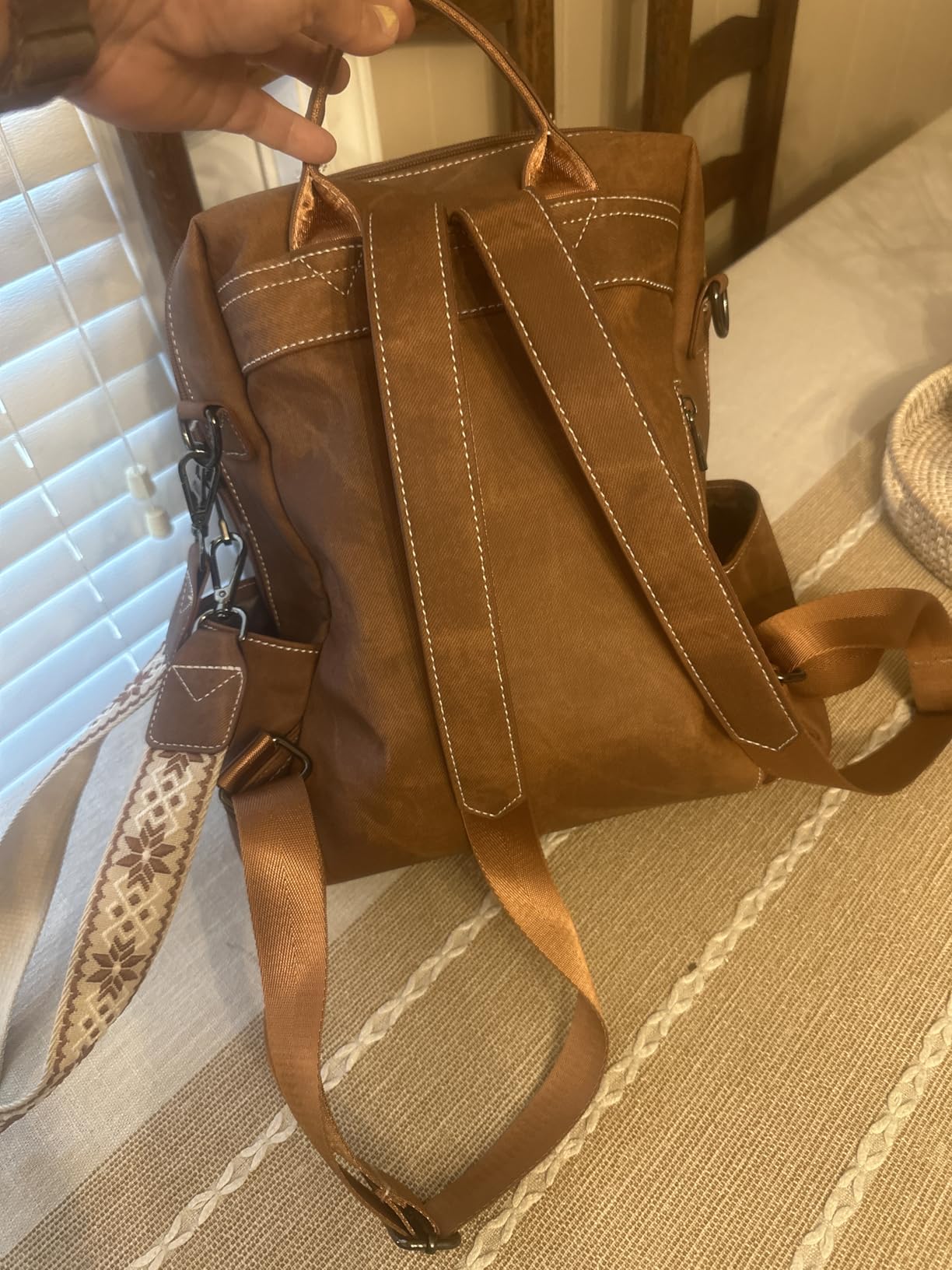 WYFJNX PU Leather Medium Backpack Purse for Women Ladies Brown customer photo 1