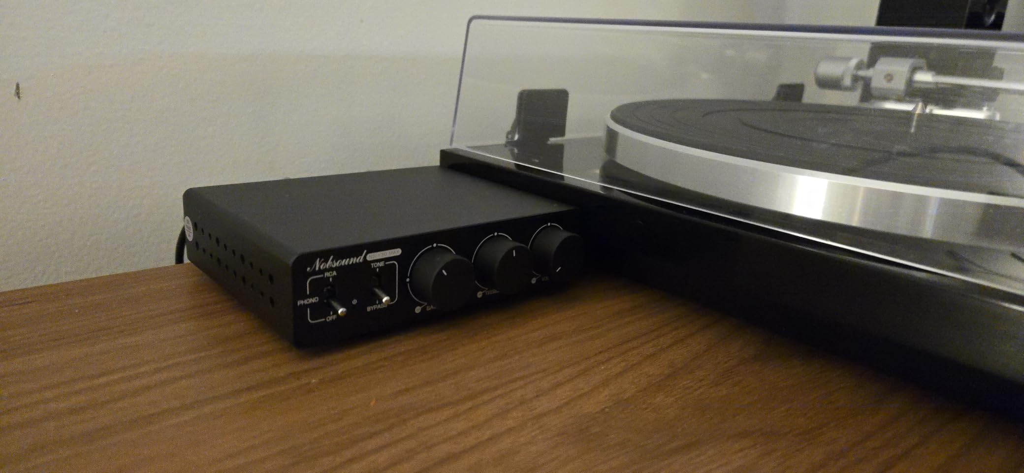 Nobsound 300Wx2 Stereo Amplifier with Phono Input - HiFi Class D Mini Power Amp for Home Theater, Turntables, Studio Monitor | TPA3255 Chip, RCA/MM Inputs, Bass/Treble Control (NS-13G MAX DC 48V) customer photo 1