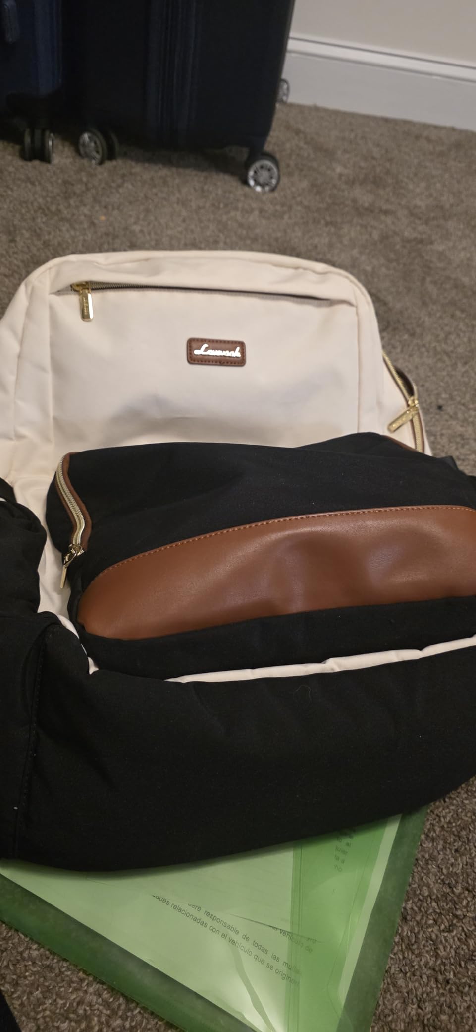 LOVEVOOK Laptop Backpack for Women with Pouch Pocket for Large Capacity Cup,15.6 Inch Laptop Computer Bag Travel Backpack Purse,Waterproof Work Business Backpack College Teacher Bags,Beige-Black-Brown customer photo 1