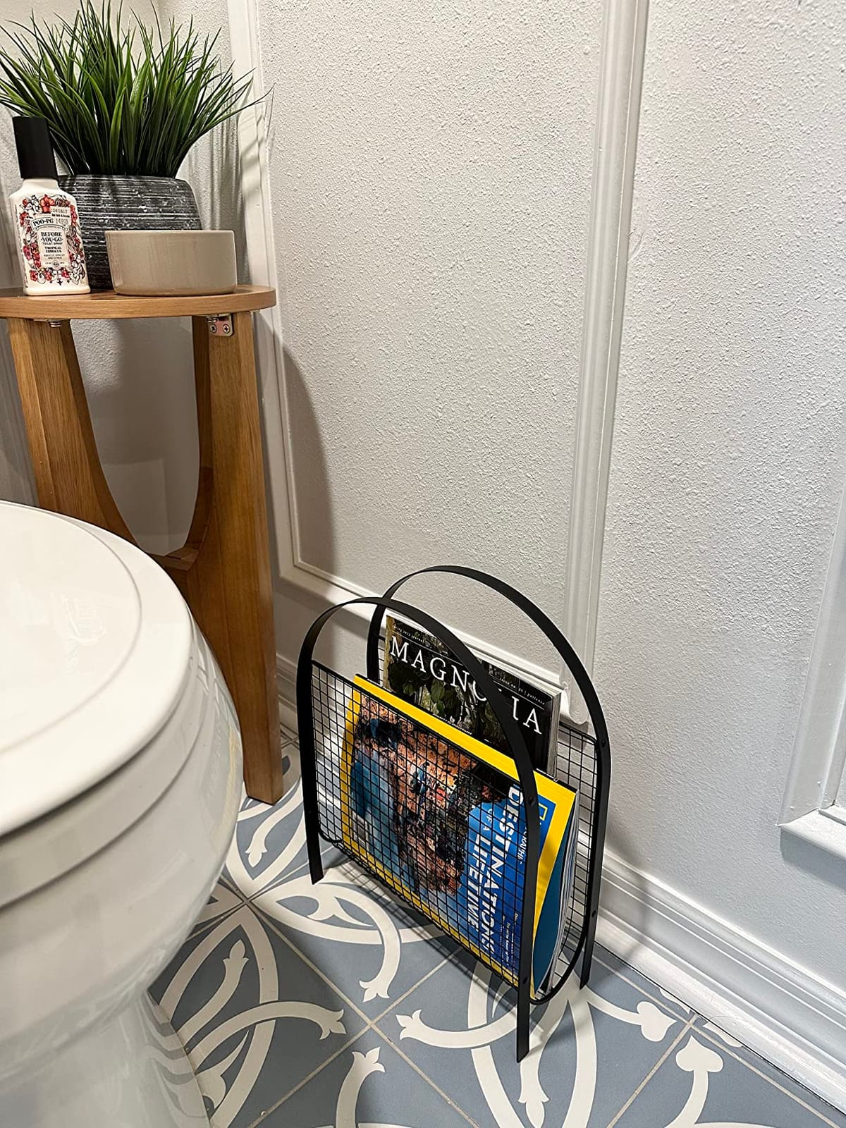 MyGift Mid-Century Silver Metal Mesh Magazine Rack, Freestanding Holder customer photo 1