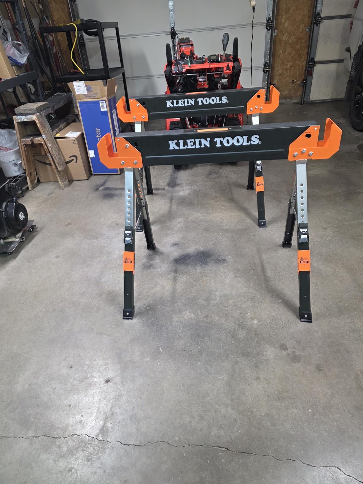 Klein Tools 80178 Folding Sawhorse, Adjustable 26 to 32-Inch Height, 2x4 Support Arms, Heavy Duty Jobsite Table, 2-Pack customer photo 1