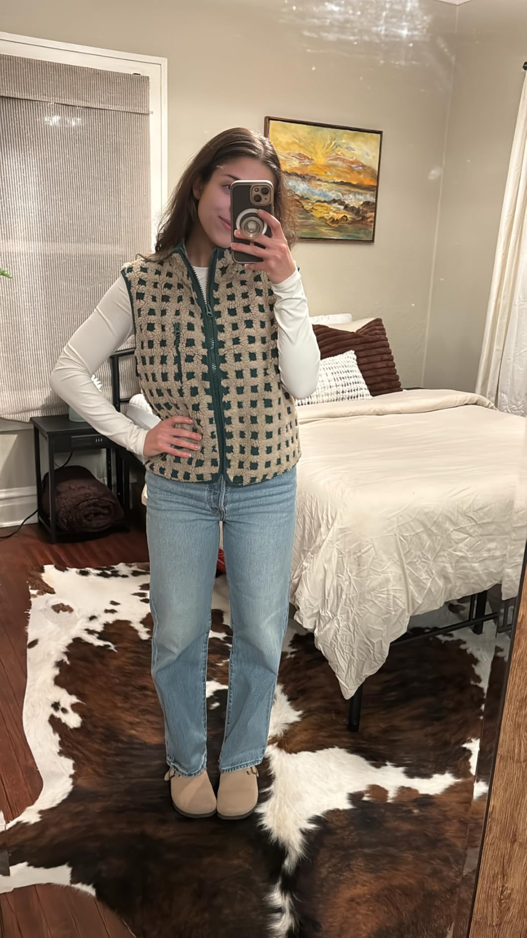 SeeLuNa Plaid Fleece Vest Women Sleeveless Sherpa Vest Full Zip Jacket customer photo 2