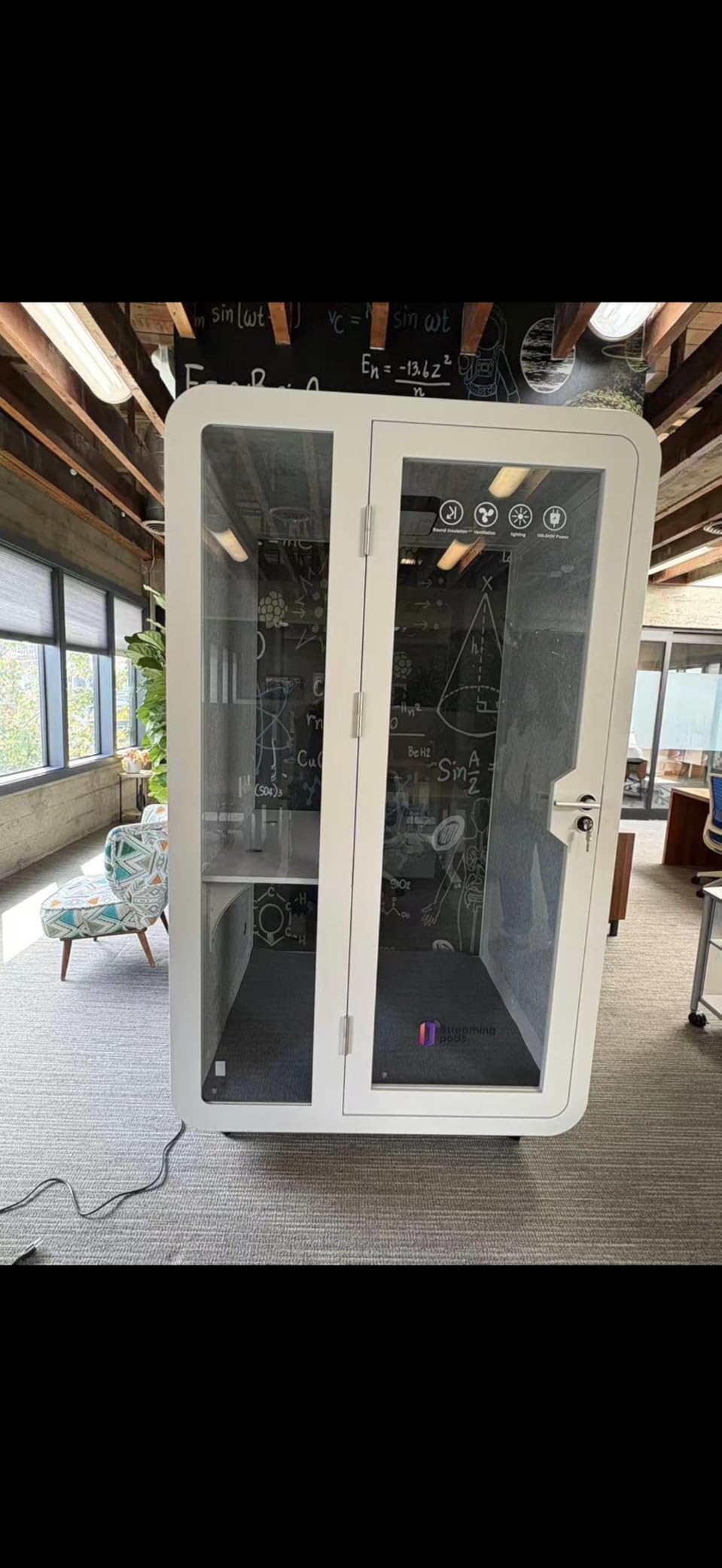 GEARONIC Mobile Office Pod Booth, Standard Sound Proof Office Pod for 2 People, Sound Pod Booth with Mobile Roller, LED Lighting System, Fans and AC USB Ports customer photo 2