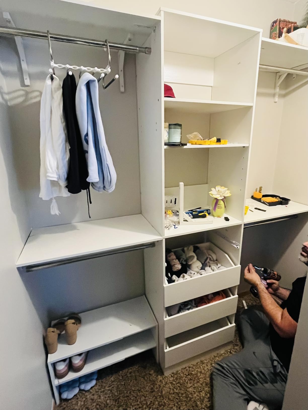 Aheaplus Closet System with 4 Drawers, 8FT Wood Closet Organizer System | 96