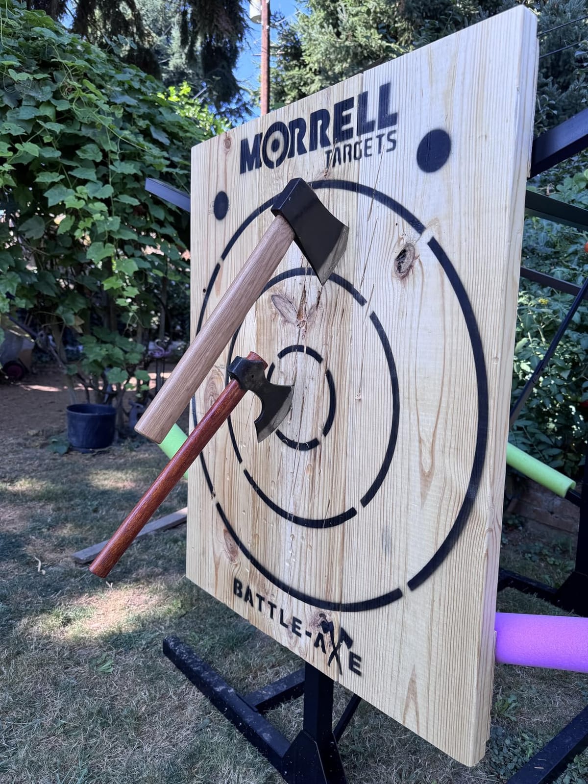 Morrell Battle Axe Wood Throwing Target, Black, 28 x 2.5 x 36.25 Inches | Metal Chain Included for Hatchets & Camping Tools, Designed for Outdoor Recreation, Backyard Practice, Skill Building & Games customer photo 1