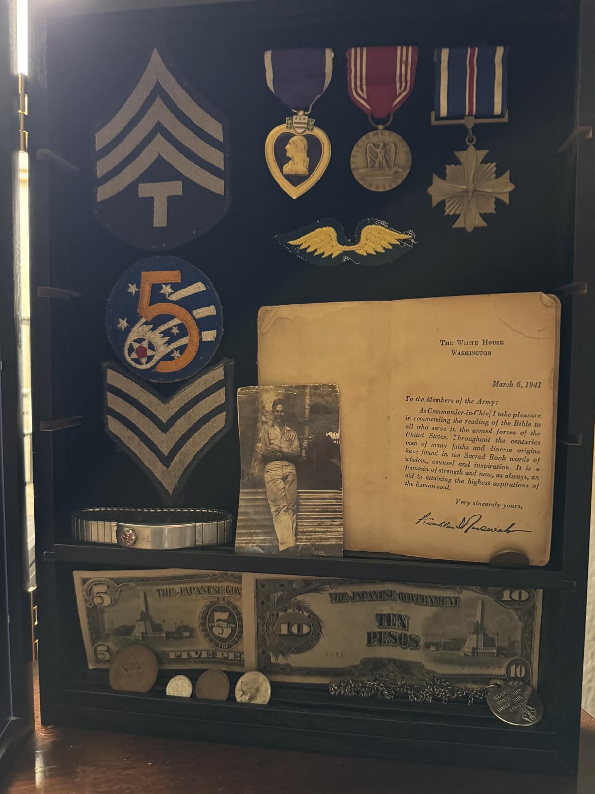 Military Challenge Coin Display Shadow Box Holds Up to 70 Coins, Lockable Wall-Mounted Cabinet for Medals, Pins, Patches & Ribbons, Removable Shelves, Pinnable Velvet Backing, UV Acrylic Door(Black) customer photo 2