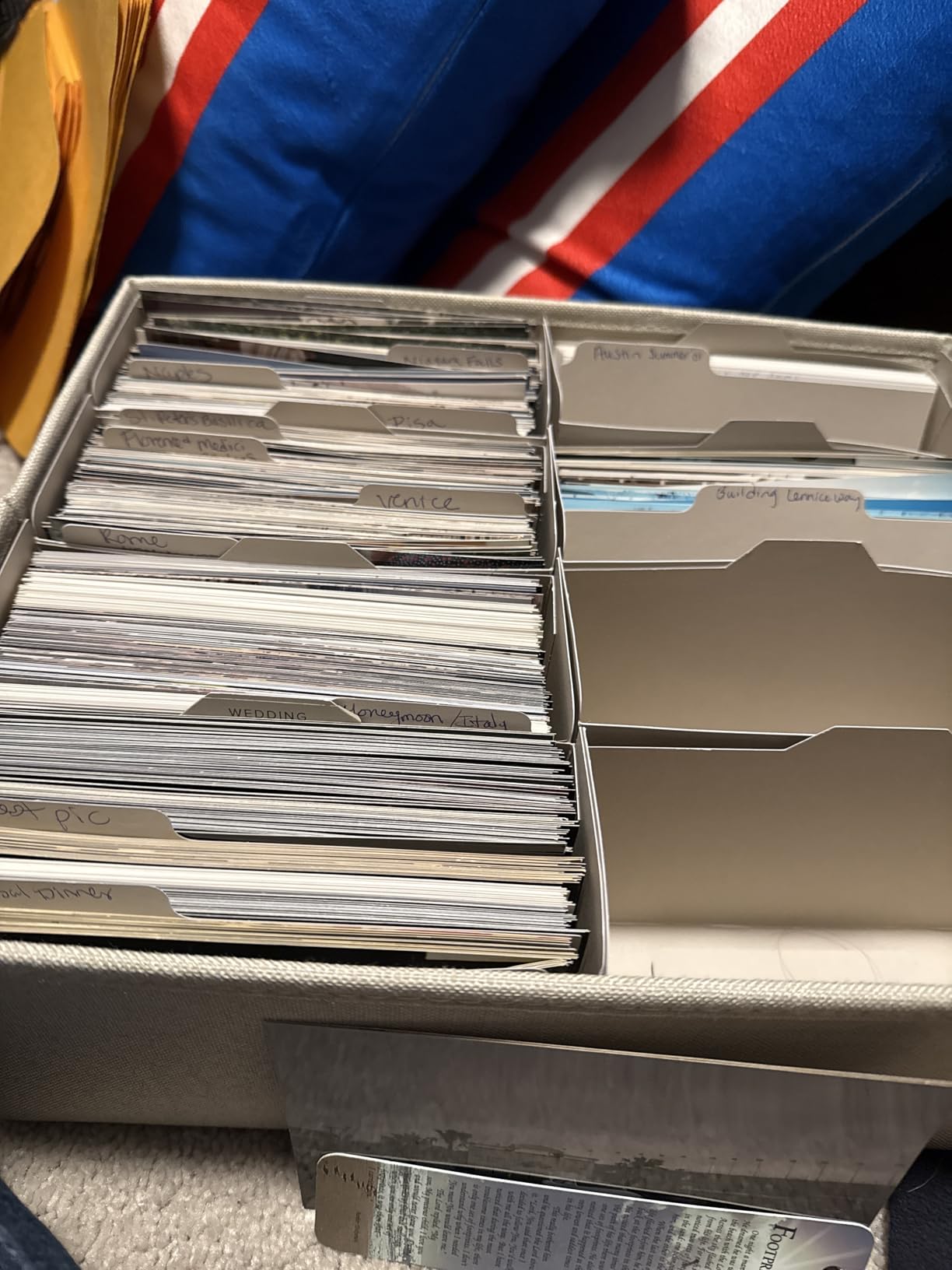 Decorative Photo Storage Box - Sturdy Linen Organizer Holds 1700 Photos customer photo 1