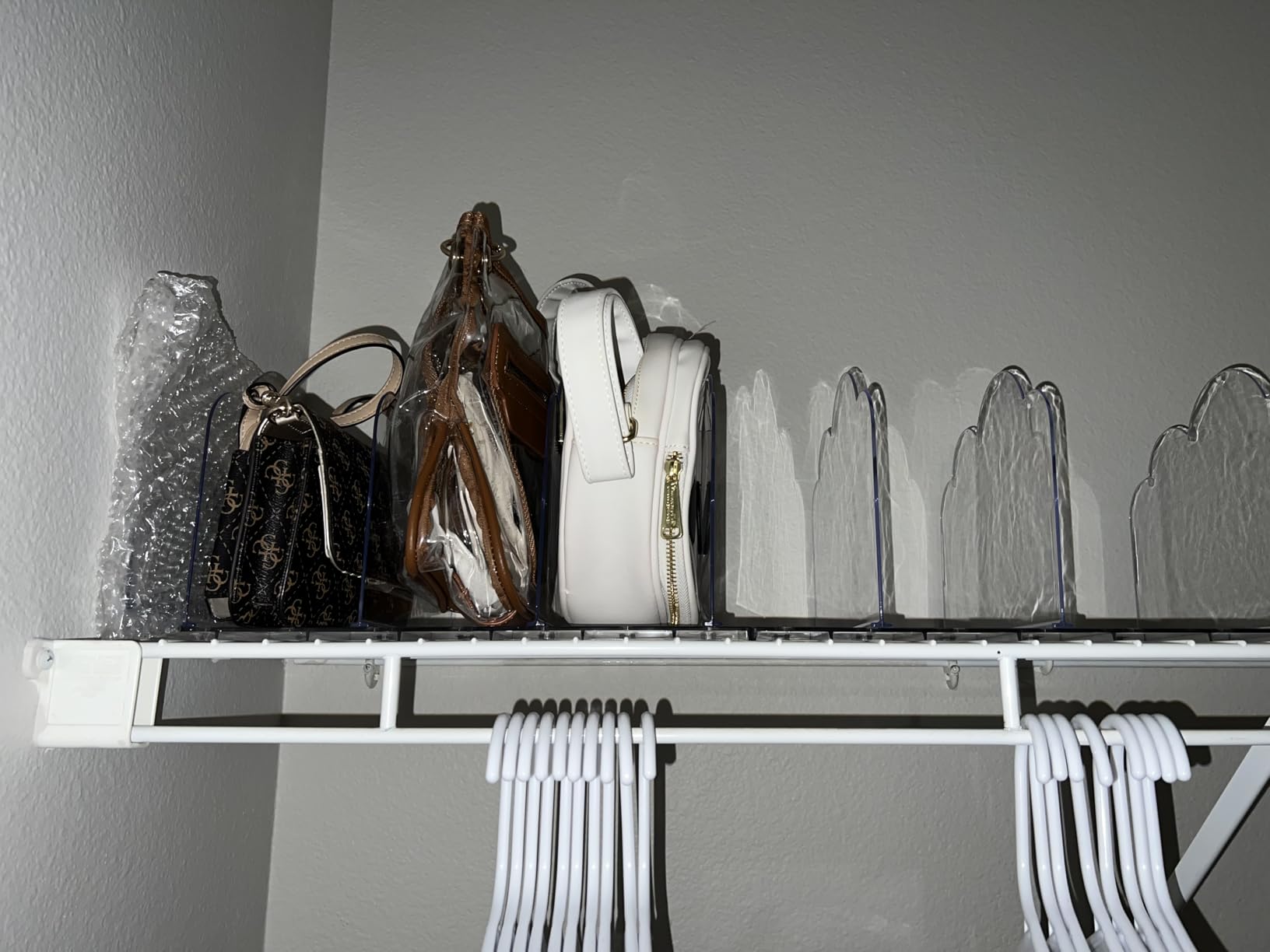 Lifewit Purse Organizer for Closet, Adjustable Clear Handbag Shelf Dividers | Bag Holder Display Stand, Bookshelf Separators for Clutch, Carteras, Sweater, Bedroom, Closet Organizers and Storage, 2 Pack customer photo 2