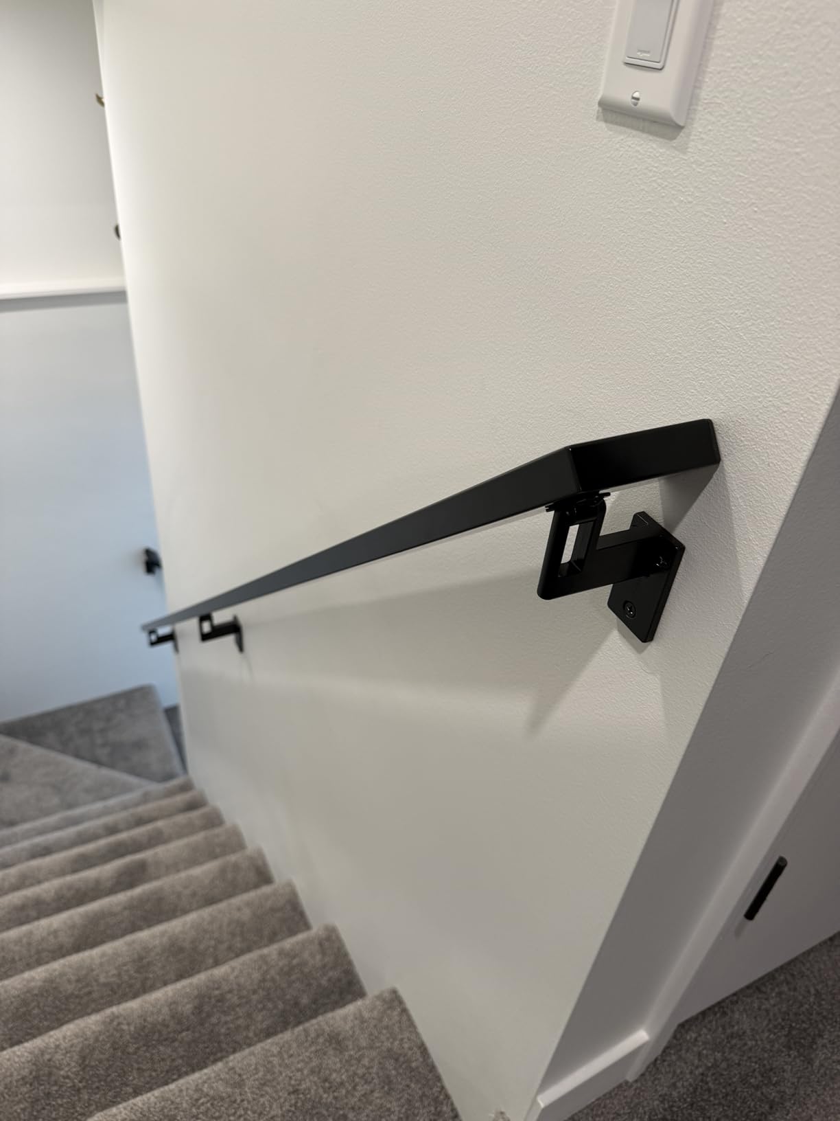 Modern Aluminum Handrail Complete DIY Kit - Matte Black with Adjustable Wall Mount Brackets Included (8' Length) customer photo 2