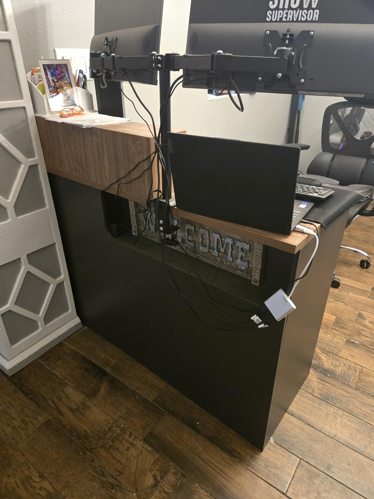 Reception Desk with Counter, L Shaped Reception Counter | Commercial Front Desk for Office, Church, Lobby, Salon and Clinic, with Private Storage Space and 1-Inch Thick Boards customer photo 2