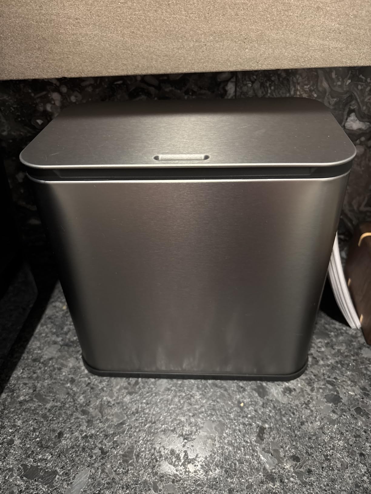RedFactor Stainless Steel Hanging Trash Can with Lid and Inner Bucket - Slim 1.3 Gallon Odor-Free Compost Bin for Kitchen Cabinet, Countertop, Under Sink, or Bathroom (Copper) customer photo 2
