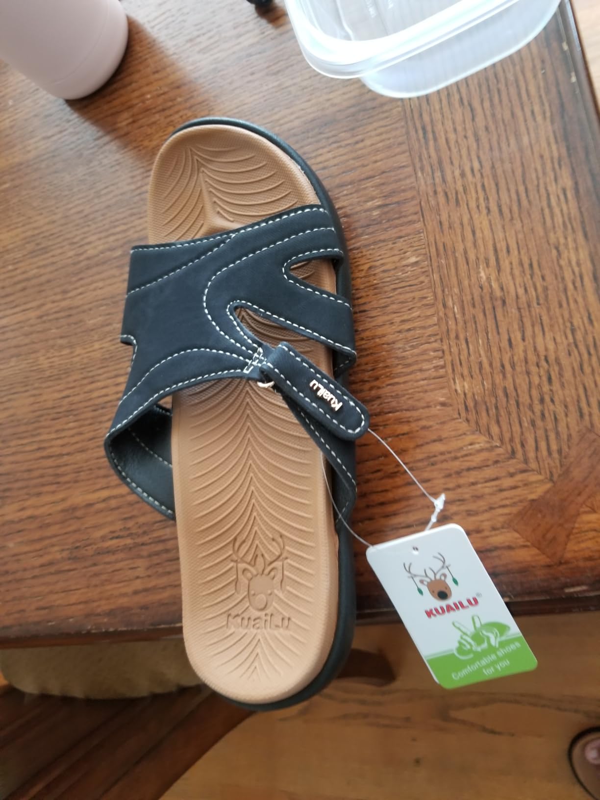 KuaiLu Womens Fashion Orthotic Slides Arch Support Slip On Walking Sandals customer photo 2