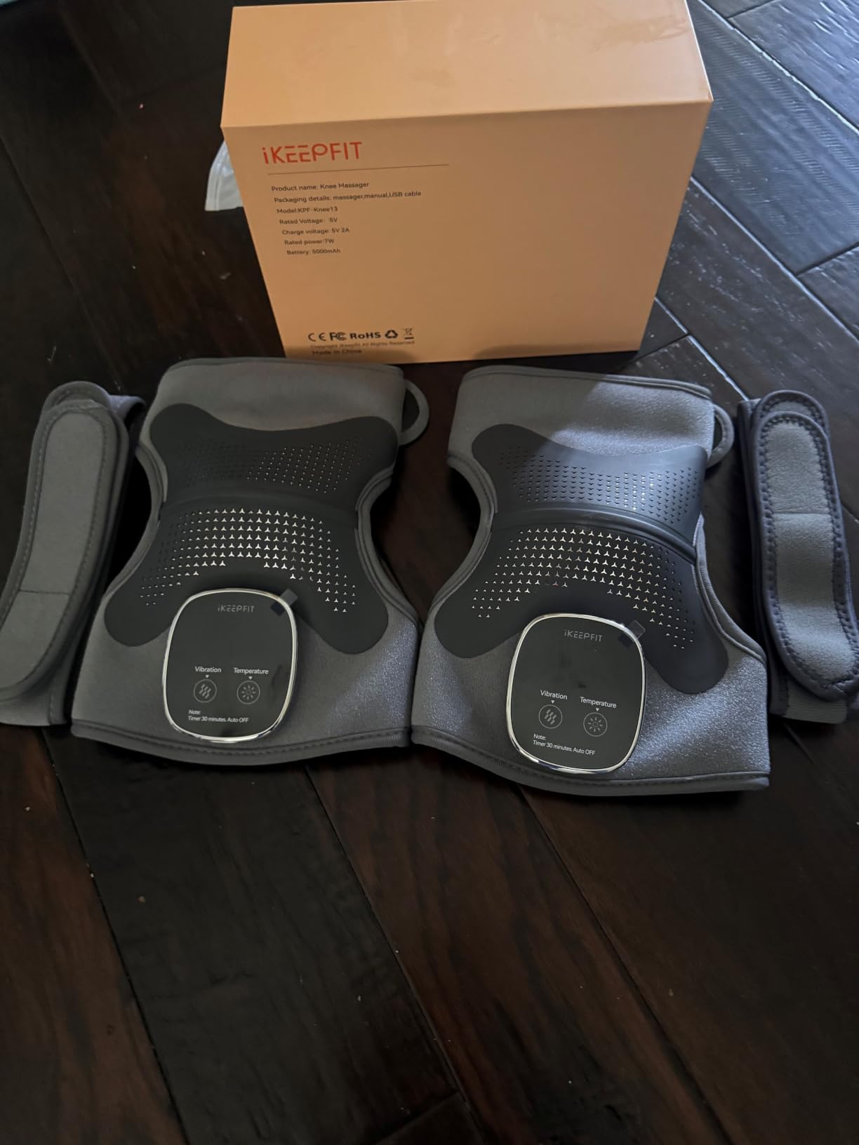 IKEEPFIT Cordless Knee Massager with Heat Vibration for Pain Relief, MAXwarm 4.0[2026 Upgraded] - Electric Heated Knee Brace with 5 Heat Levels and 3 Massage Mode, Gifts for Men Women (Grey, Pair) customer photo 1