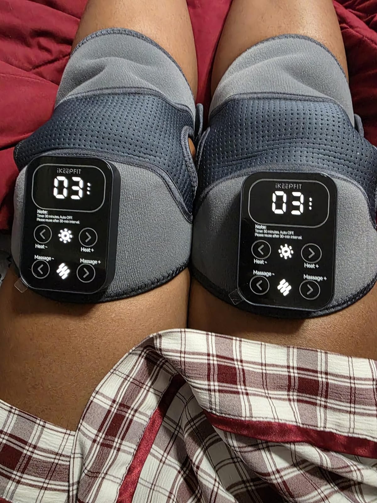 IKEEPFIT Cordless Knee Massager with Heat Vibration for Pain Relief, MAXwarm 4.0[2026 Upgraded] - Electric Heated Knee Brace with 5 Heat Levels and 3 Massage Mode, Gifts for Men Women (Grey, Pair) customer photo 2
