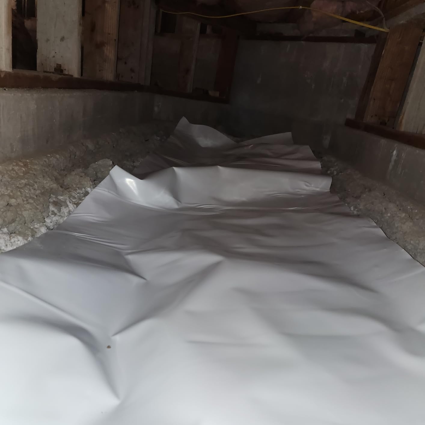 Crawl Space Vapor Barrier - 20 Mil Vapor Barriers - (10' x 50') - Tear Resistant, Heavy Duty Vapor Barrier, Drop Cloth Moisture Barrier Thick Plastic Sheeting Covering for Crawlspace Encapsulation customer photo 1