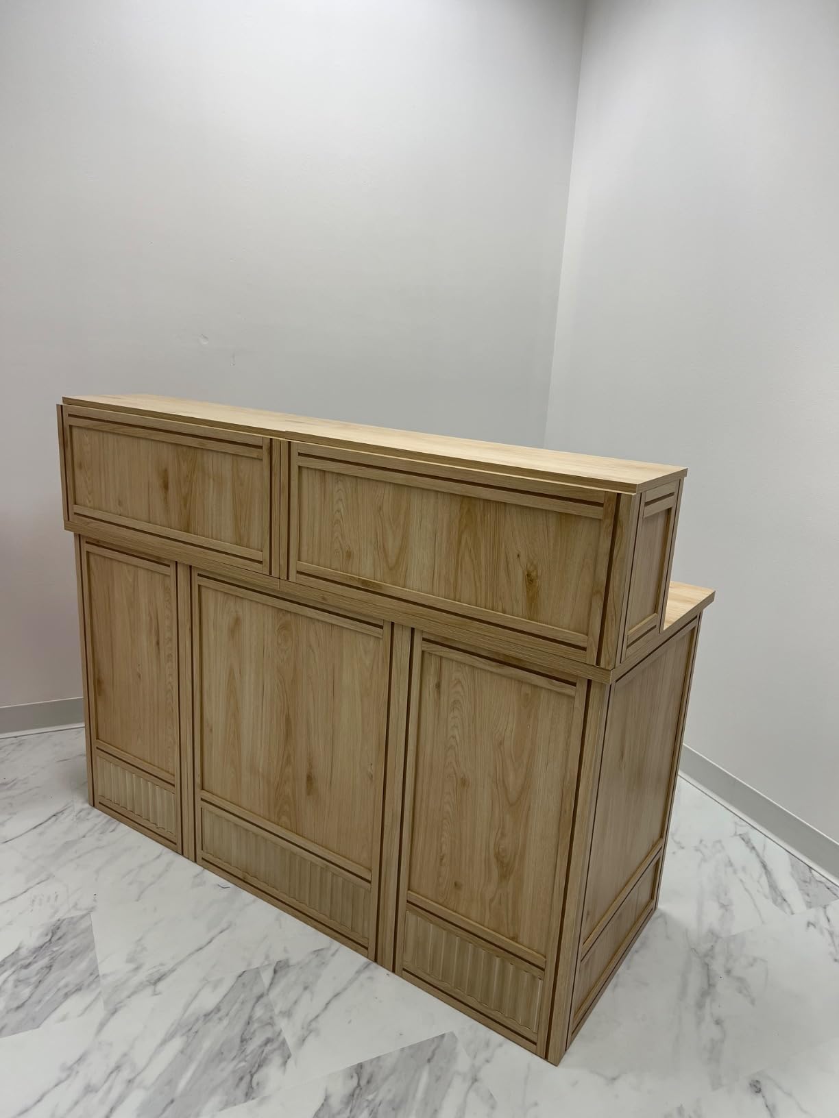 LITTLE TREE 57-Inch Reception Desk with Counter, Boho Style Front Desk, Modern Checkout Counter, Receptionist Desk for Retail, Lobby, Salon, Office, White customer photo 2