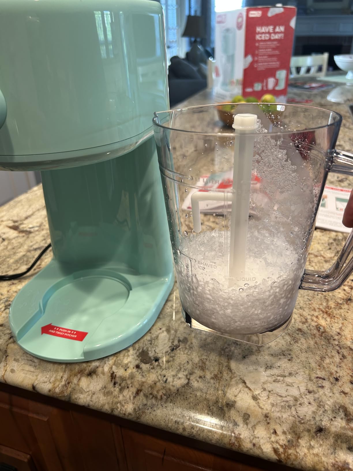 Dash Deluxe Shaved Ice & Slushy Maker, Electric Ice Shaver, Aqua | Snow Cone Machine, Slushie Machine & Frozen Drink Maker for Home, Adjustable Coarse-to-Fine Ice, 32 oz Pitcher customer photo 1