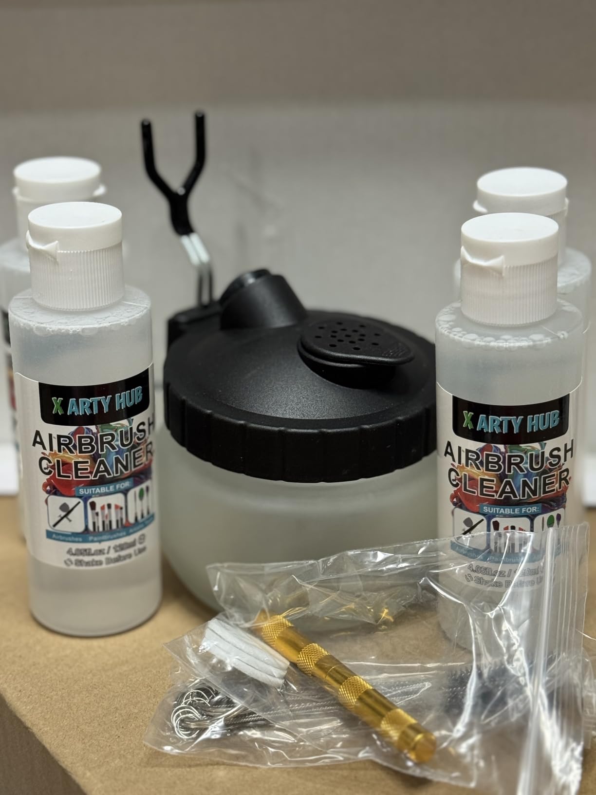 X ARTY HUB Airbrush Cleaning Kit, 16.2 fl oz Cleaner, Cleaning Pot & Tools customer photo 1