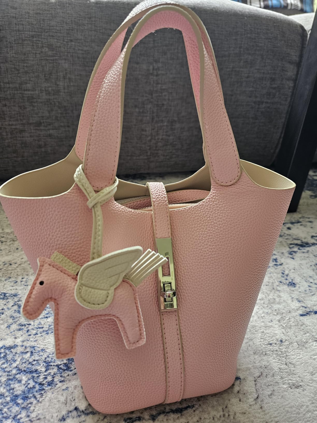 Tote Bag for Women Vegan Leather Bucket Purse for Women Top Handle Handbag Shoulder Bag with Detachable Small Purse customer photo 1