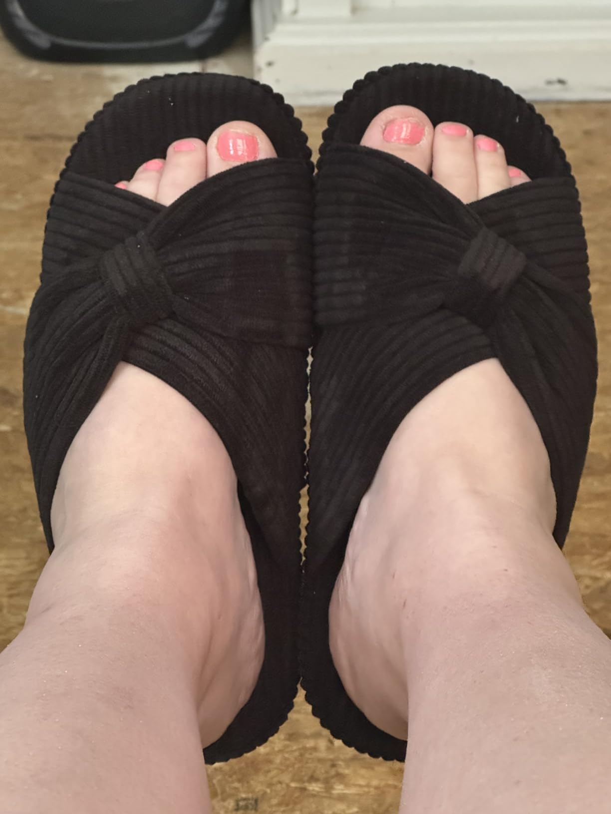 Women's Orthopedic Slippers with Arch Support Orthotic Memory Foam Open toe Corduroy House Shoes for Plantar Fasciitis customer photo 1