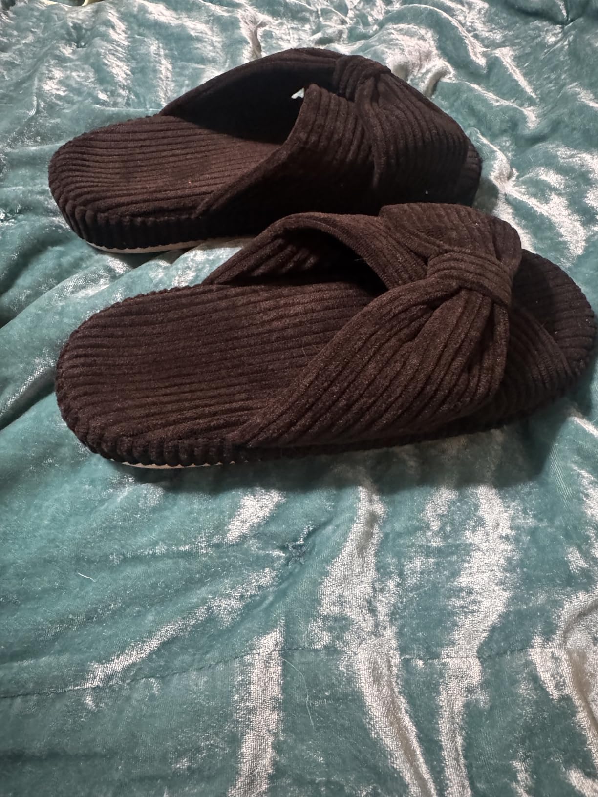 Women's Orthopedic Slippers with Arch Support Orthotic Memory Foam Open toe Corduroy House Shoes for Plantar Fasciitis customer photo 2