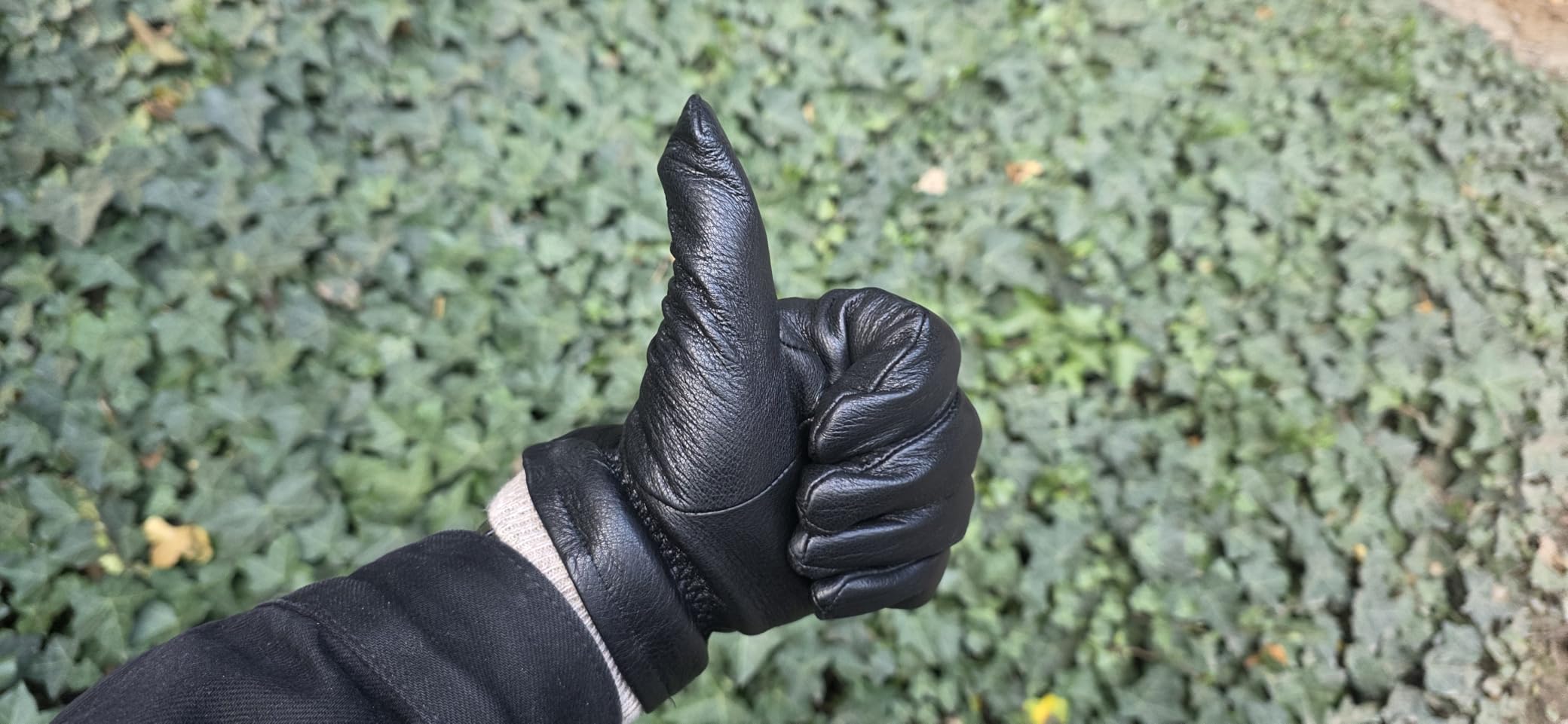 Winter Leather Gloves Men, Cashmere Warm Lined Finger Touchscreen Texting customer photo 2