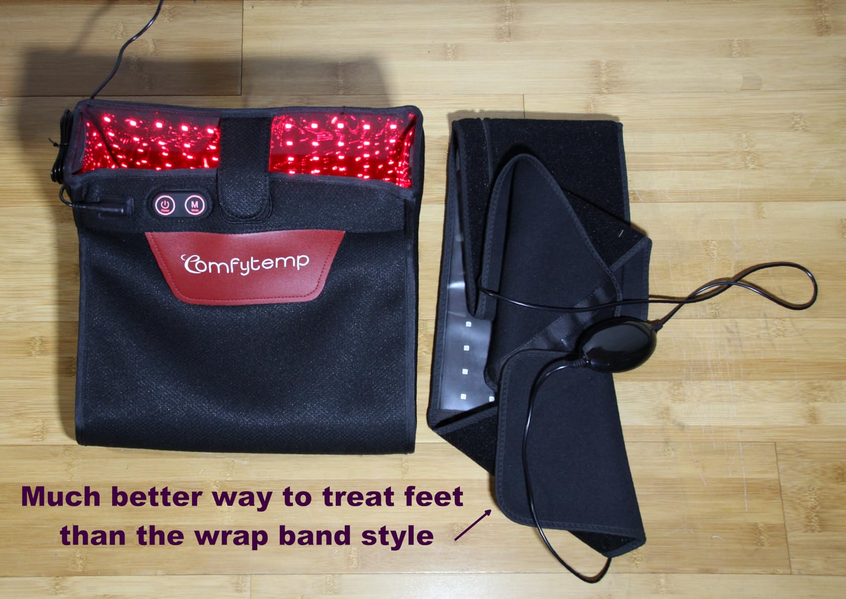 Comfytemp 3D Red Light Therapy for Feet, 360 LEDs, 43W, Up to Foot Size 12 | Wearable Near Infrared Light Therapy Boot, Feet Wrap for Ankle Heel Sole Plantar Joint Muscle, 660nm & 850nm customer photo 1