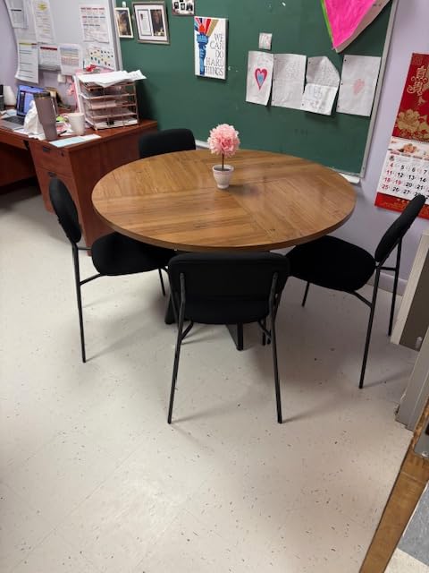 Tribesigns 47-Inch Round Conference Table for 4-6 People, Wooden Meeting Room Table with Thicken Tabletop and Wood Base (Grey) customer photo 2