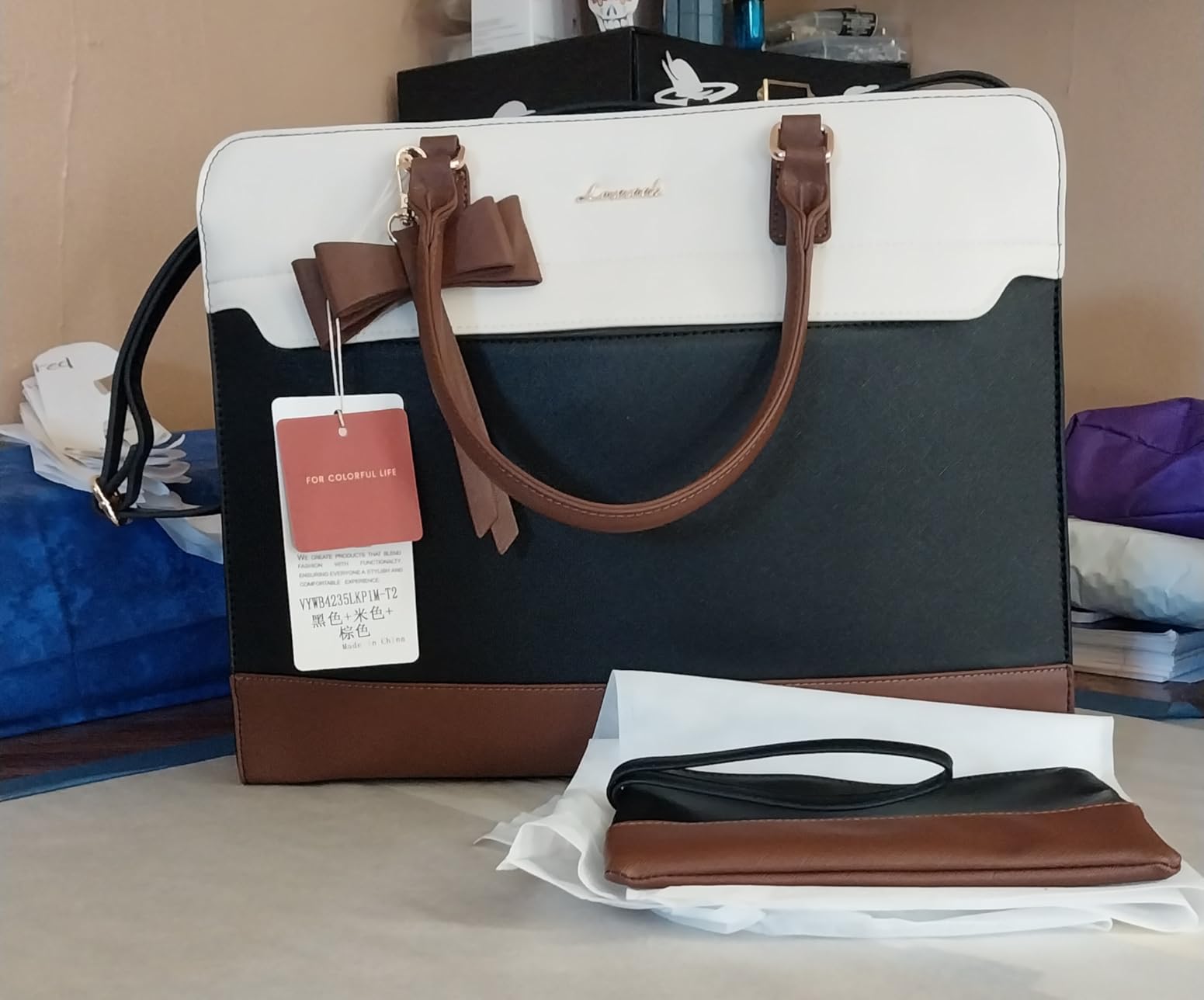 LOVEVOOK Laptop Tote Bag for Women,Leather Work Bag, Waterproof Business Teacher Bag,Large Computer Handbag Purse Briefcase,Office Gifts for Women customer photo 2