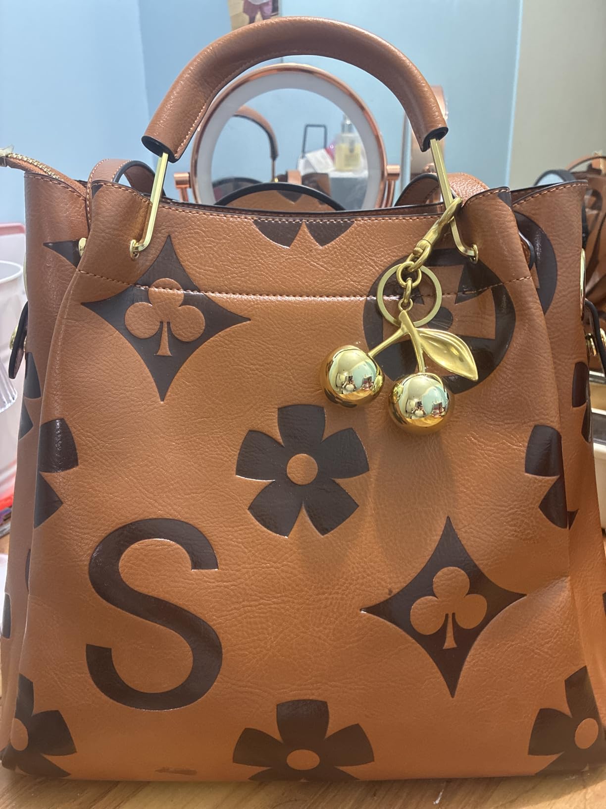 Travistar Floral Handbags Purses Women - Embossed Vegan Leather Top Handle Handbag Set Large Shoulder Bag Ladies Bucket Tote customer photo 1