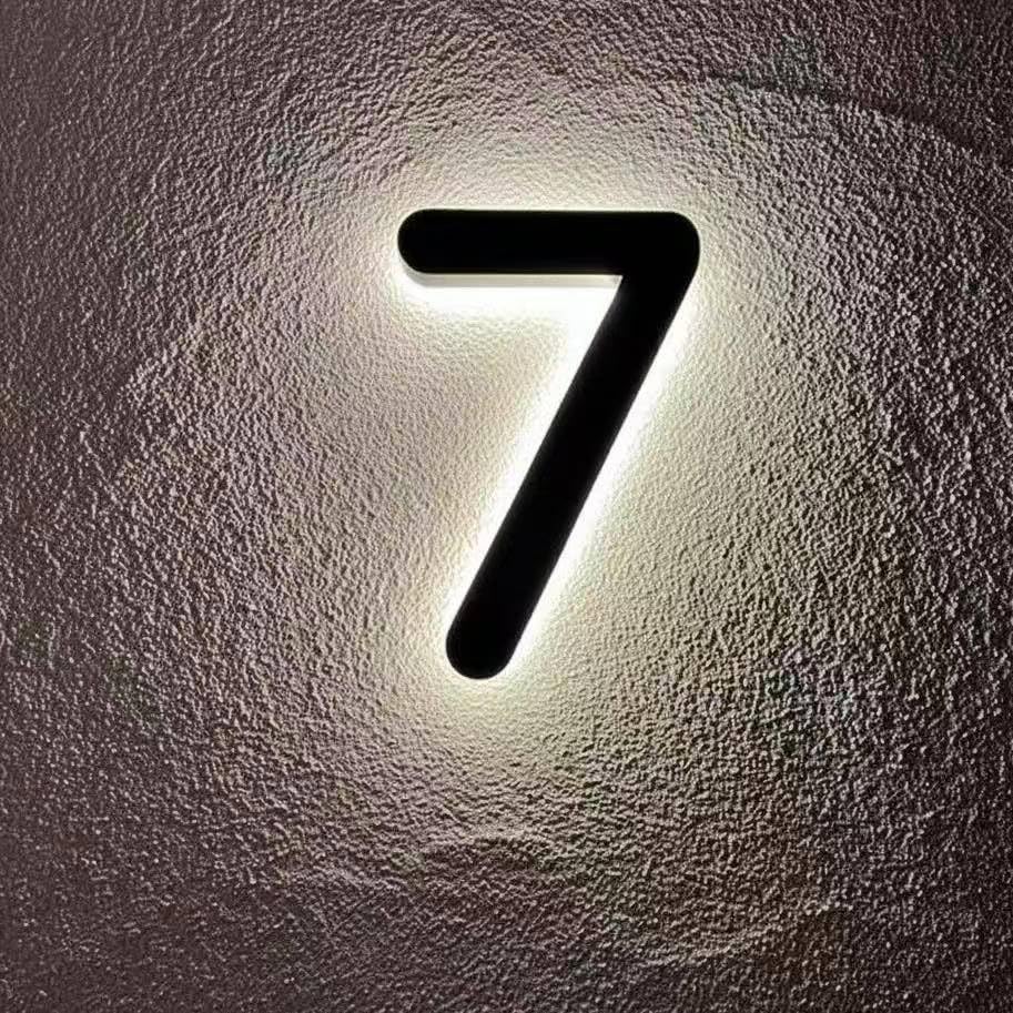 Custom Outdoor LED House Numbers - Weatherproof 304 Stainless Steel Backlit Address Numbers, Solar Powered & Plug-In Lighted Numbers, DIY Installation for Home, Garage, Shop - MOLCOVEX customer photo 2
