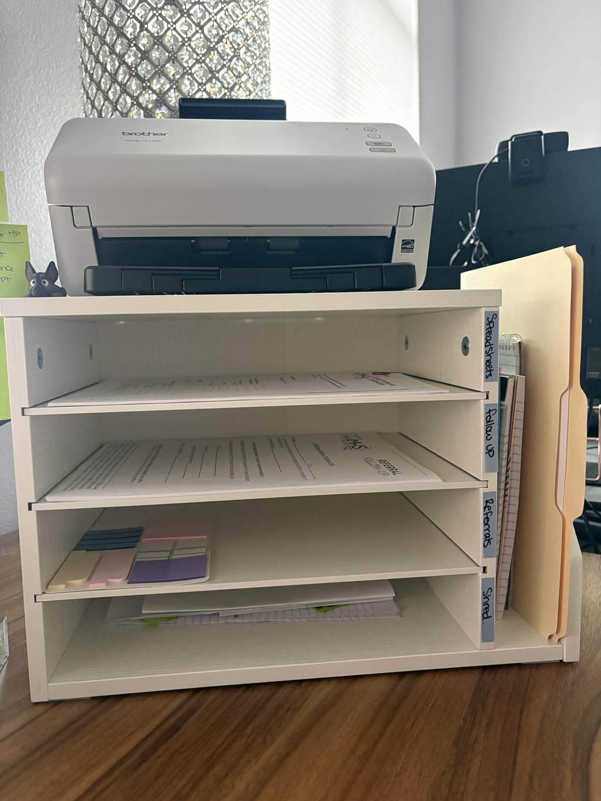 HOOBRO Mail Sorter, Literature Organizer with Adjustable Shelves, Paper Organizer for Office, Home, Wood Countertop File Holders, Mails, Magazines, White WT41WF01 customer photo 1