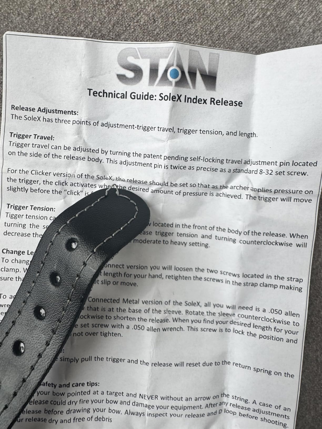 Stan SoleX Clicker Index Finger Bowhunting Archery Release - Wrist Strap Open Hook Trigger Aid with Click Mechanism, Fast Reset, Adjustable Length, Travel & Tension customer photo 2
